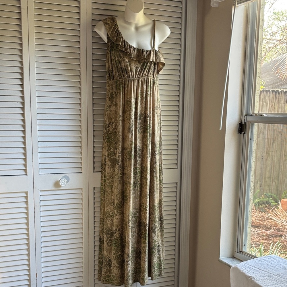 Y2K Mudd Floral One-Shoulder Maxi Dress sz L